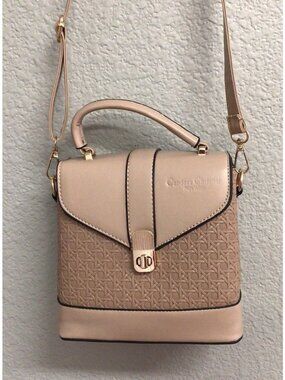 Candace Christian Crossbody Handle Bag Napa Valley Beige Small Purse Handbag NEW